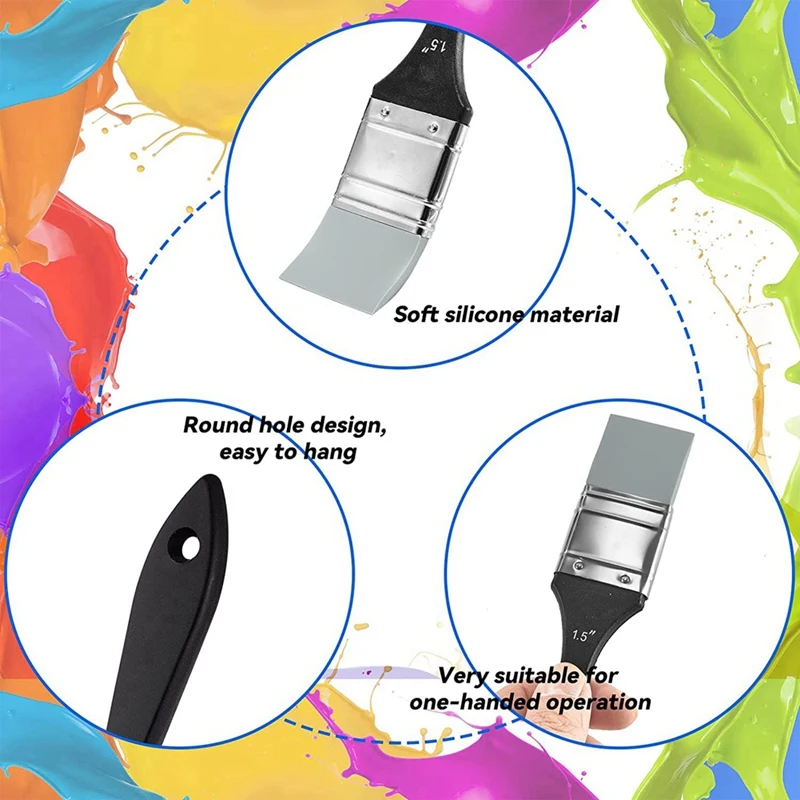2 шт., гибкая силиконовая плоская кисть для рисования, 1,5 дюйма