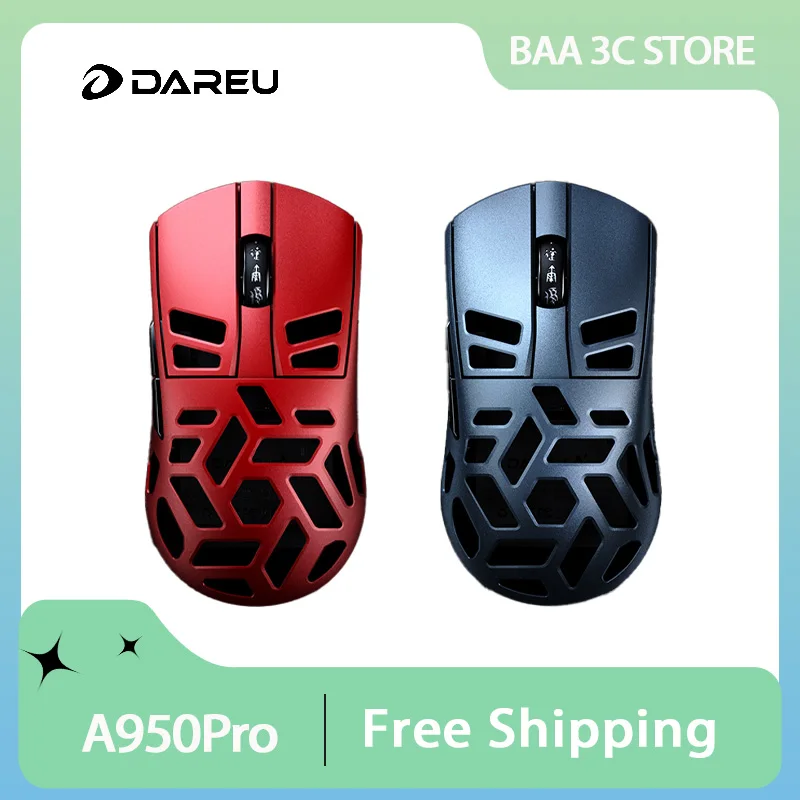 

Игровая мышь Dareu A950 Pro, трехрежимная, индивидуальный магниевый сплав PAW3395, 4K, 55 г, легкая, 650 губ, эргономичные аксессуары для ПК