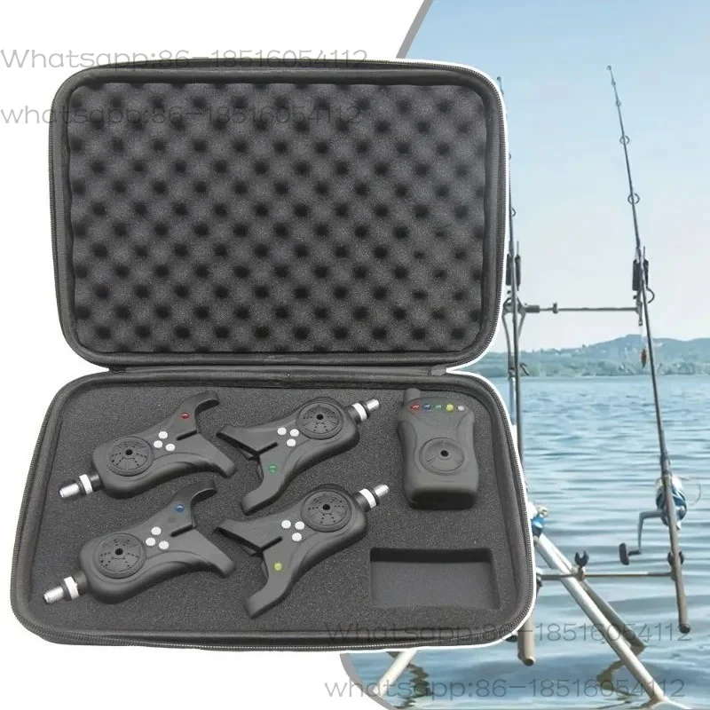 Crooked Head 1 + 4 Alarm Set, Fishing Gear Bag, Multi-functional Electronic Sea Rod Flashing Light Alarm Fishing Accessories Set