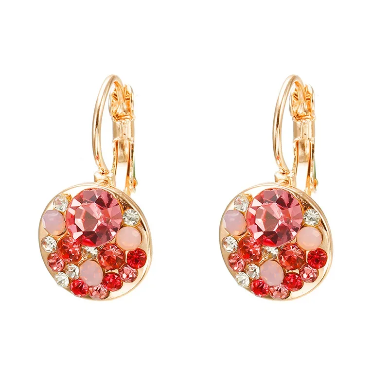 Exquisite Engagement Drop Ear Earrings Yellow Gold Color Round Earrings for Women Bride Wedding Party Jewelry Gifts Wholesale