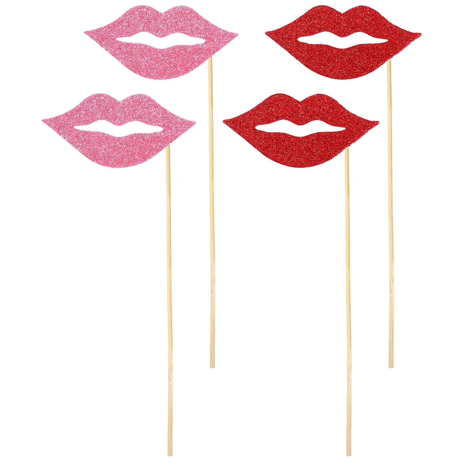 

40 Pcs Photo Props Party Supplies Lip Stick Festival Wood Supply Funny Red Lips Child Paper Cups