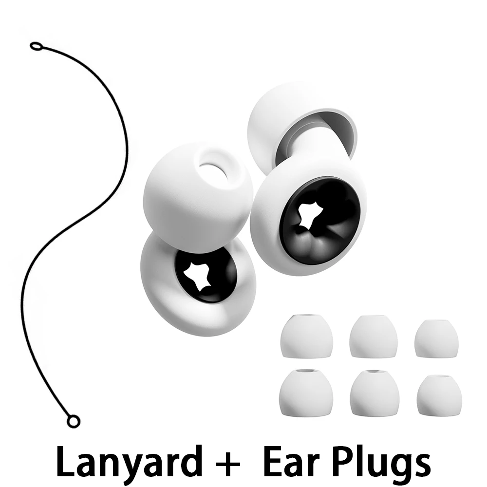 Universal Earplug with Silicone Lanyard,8 Sizes of Ear Tips for Swimming Sleeping Learning Concerts & Motorcyclists XS/S/M/L