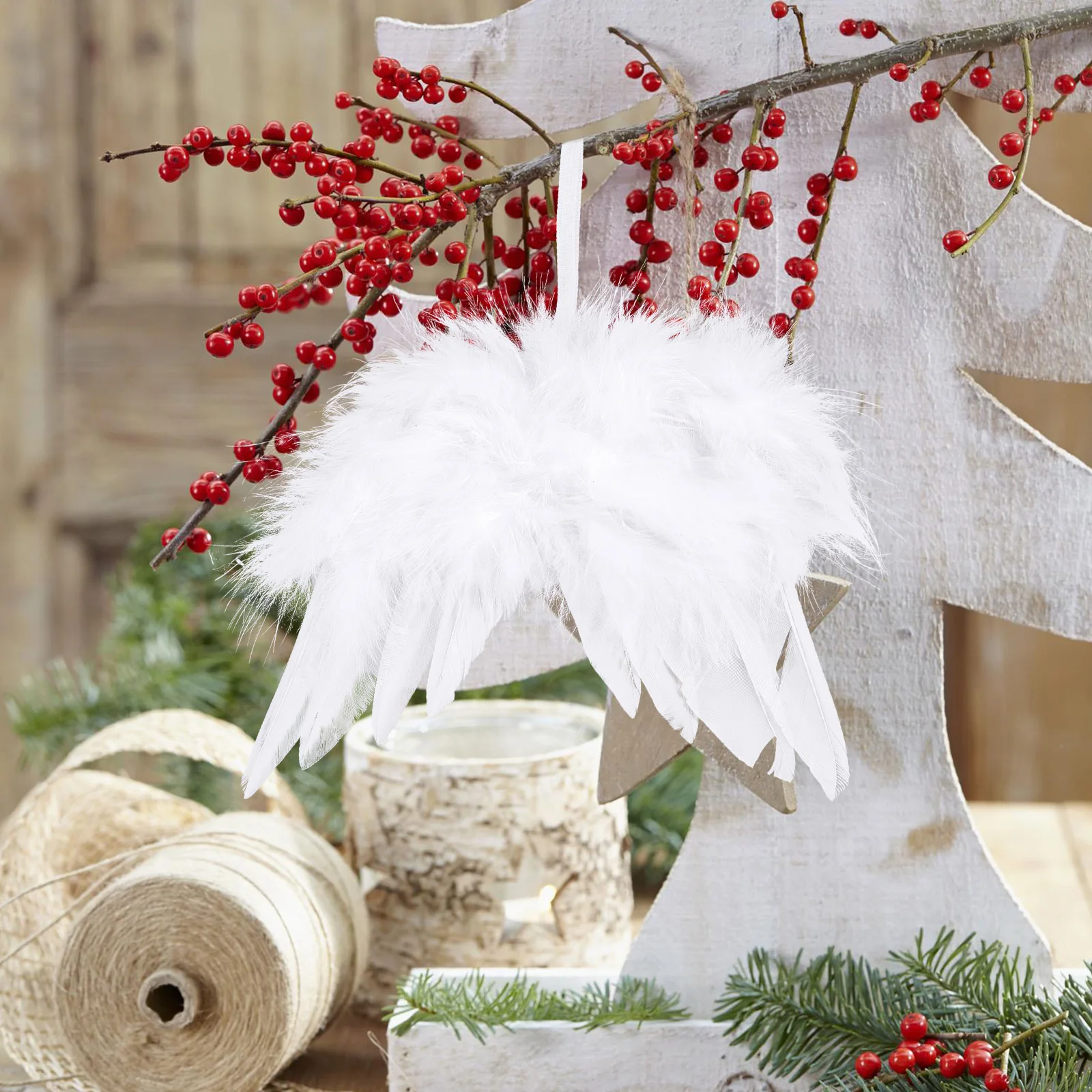 

24pcs Christmas Angel Wings Hanging Pendants Wings Decor Christmas Scene Adornment Festival Scene Decor Wall Door