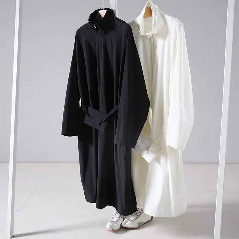 Lightweight Slim-fitting Acetate Blend Loose-fitting Trench Coat for Women