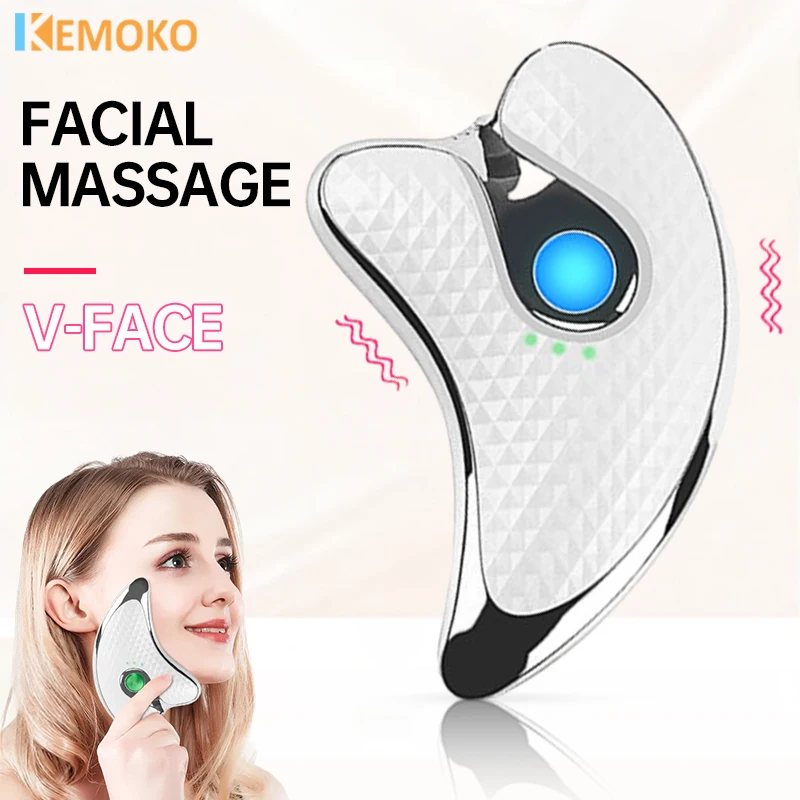 EMS Guasha Plate Scraper Board Electric Microcurrent Face Massager Face Lift Device Wrinkle Facial Lifting Firming Beauty Care