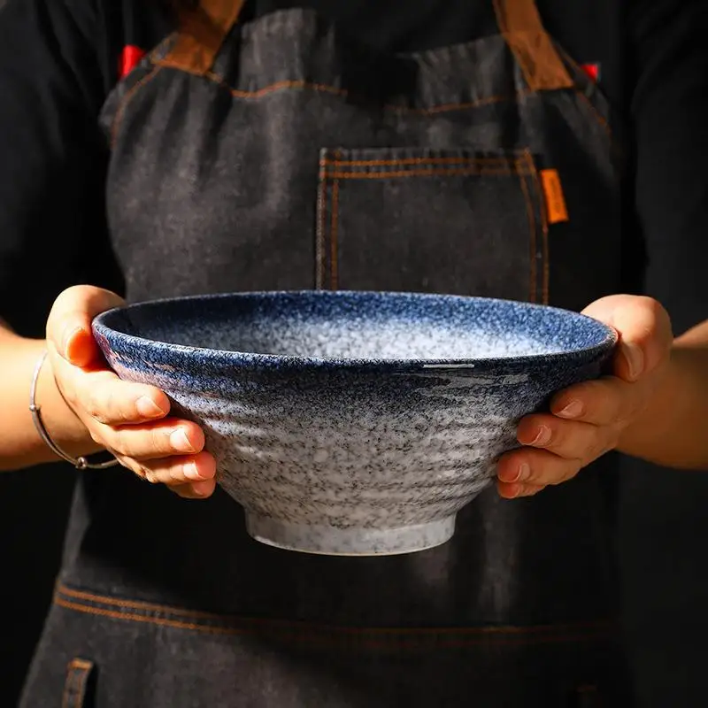 Japanese-style ceramic bowl, household large ramen bowl, soup bowl, creative tableware set, commercial bucket 5