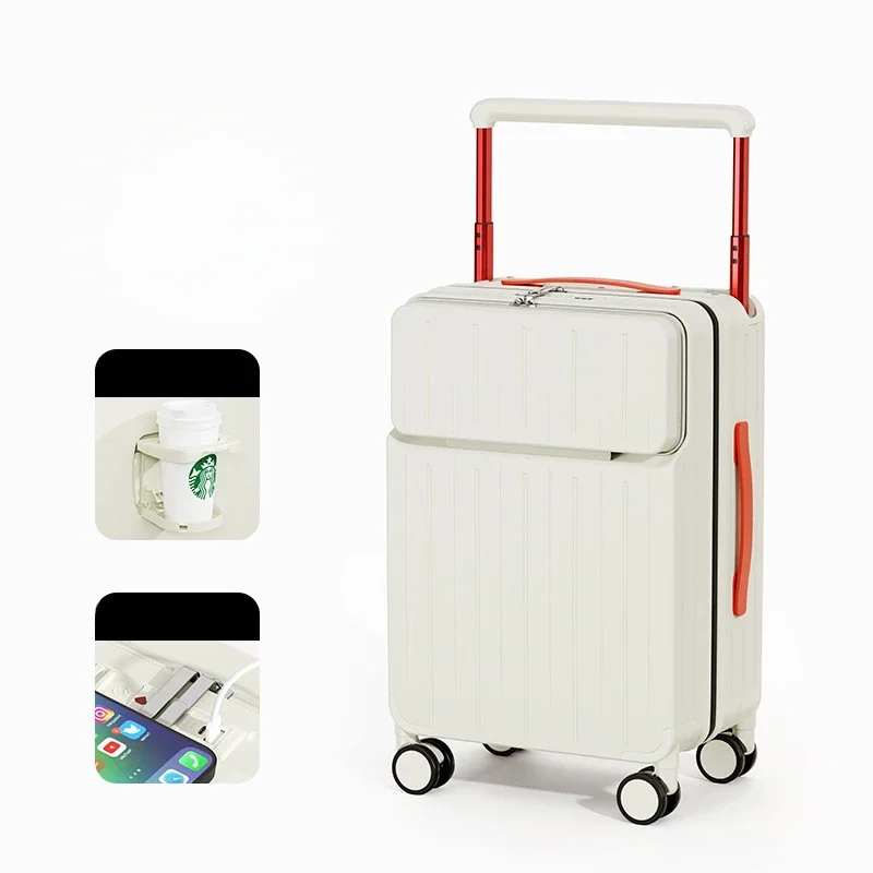 Suitcase Wide Pull Rod Rolling Luggage 20 22 24 26 Inch Front Opening Password Box Women Men Large Capacity Travel Box Trunk