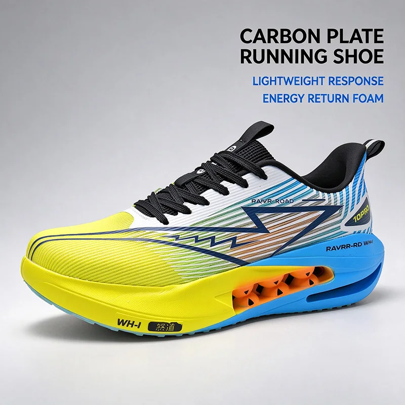 Unisex Carbon Plate Running Shoes Lightweight Breathable Mesh Marathon Racing Sneakers High Rebound Cushion Athletic Footwear