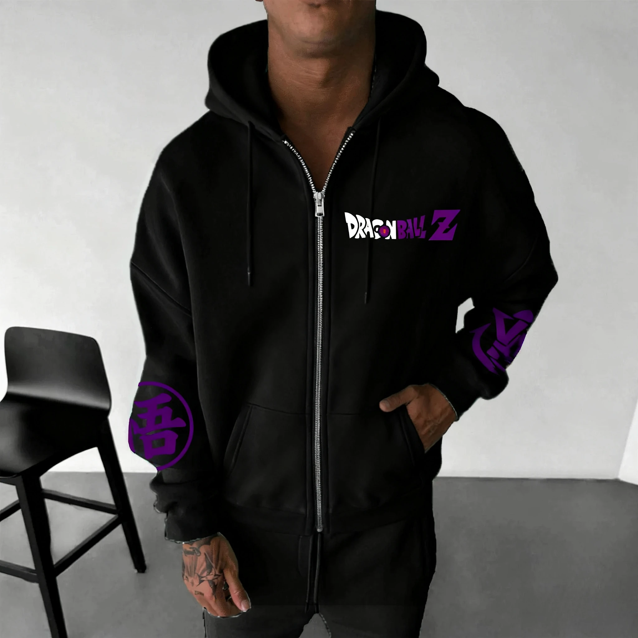 

Dragon Ball Z Majin Buu Pink Villain Anime Hoodie Men Black Cotton Casual Long Sleeve Autumn Winter Streetwear Fashion Cosplay