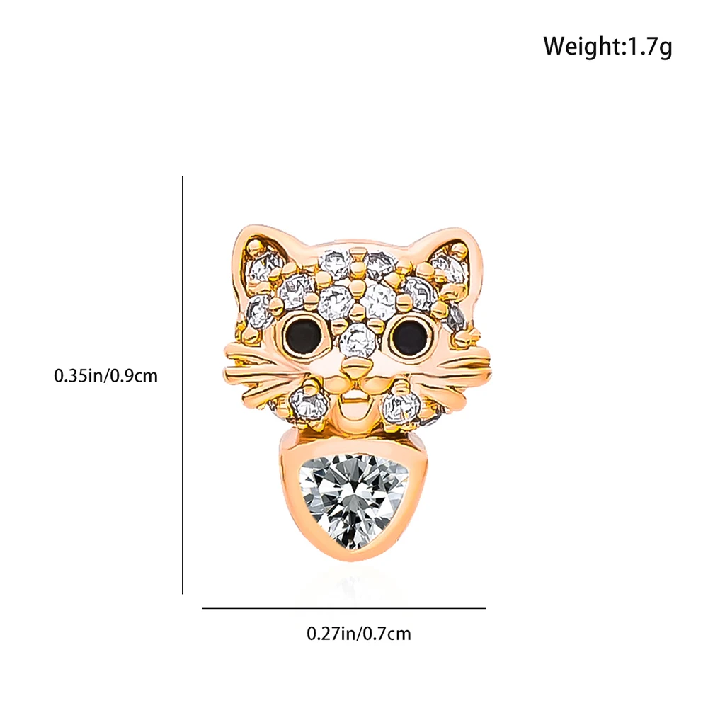 Cute Cat Inlaid Zircon Stud Earrings Animal Series Exquisite Vivid Luxury Jewelry Accessories Festival Gifts for Girls Women