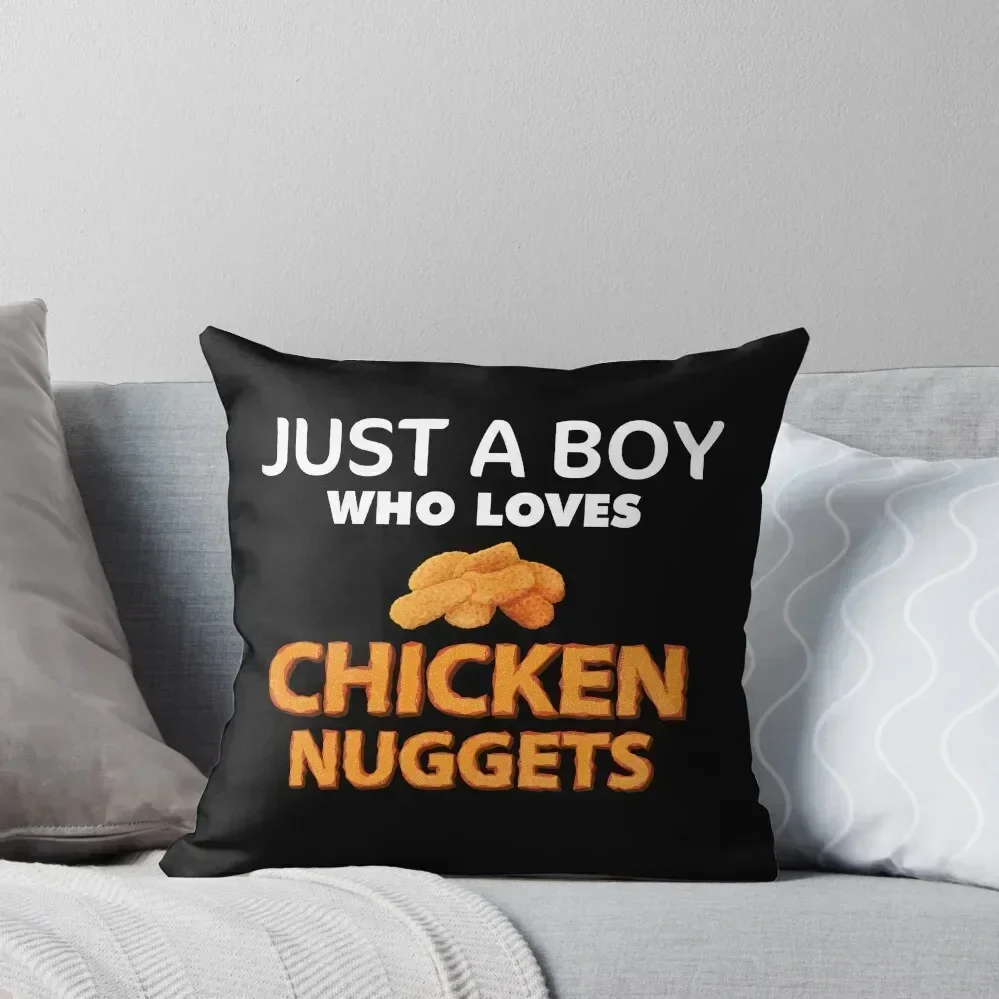 Just a Boy Who Loves Chicken Nuggets Funny Fast food lover gift Throw Pillow Marble Cushion Cover pillow