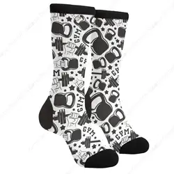 Fitness Club Black Dumbbells Casual Funny Funky Novelty Socks For Men Women Sports Socks Adults Print Keep Warm Thin