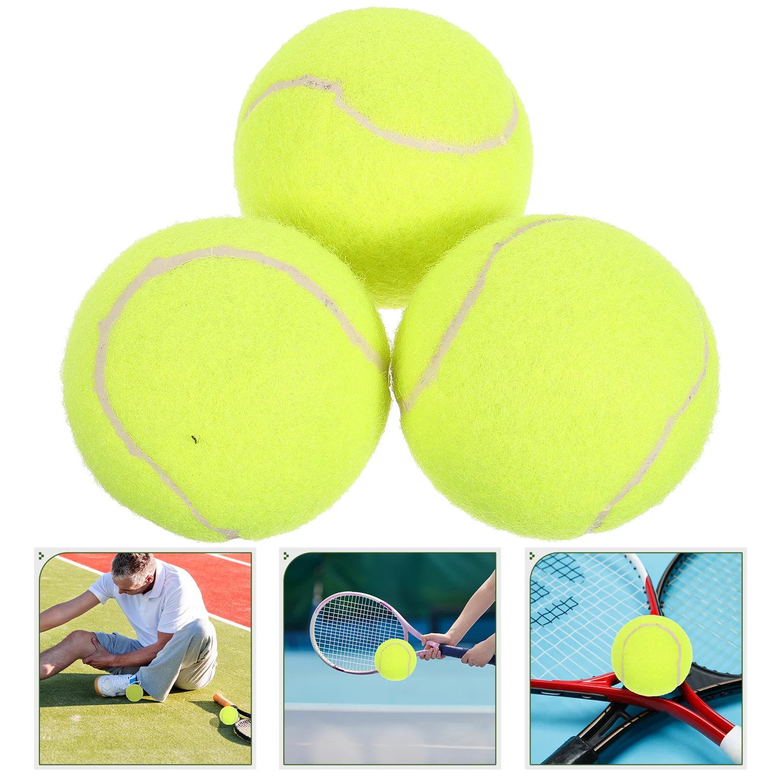 

3 Pcs Tennis Balls Highly Elastic Outdoor Beginner Bounce Training Practice Professional Coordination Toy Tennis