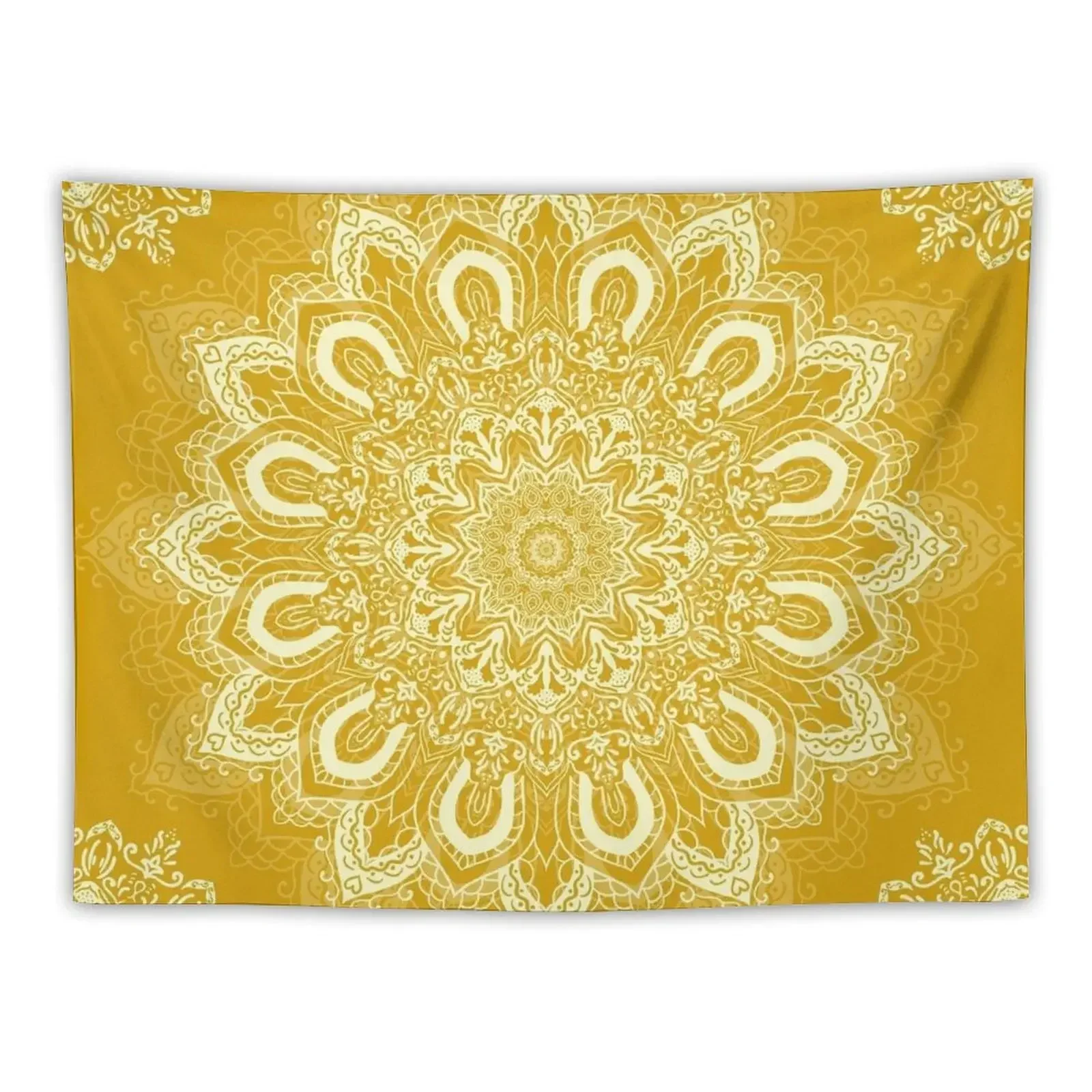 

Boho Mustard Yellow Mandala Flower Tapestry Home Decorations Aesthetic Wall Decor Hanging Room Ornaments Tapestry