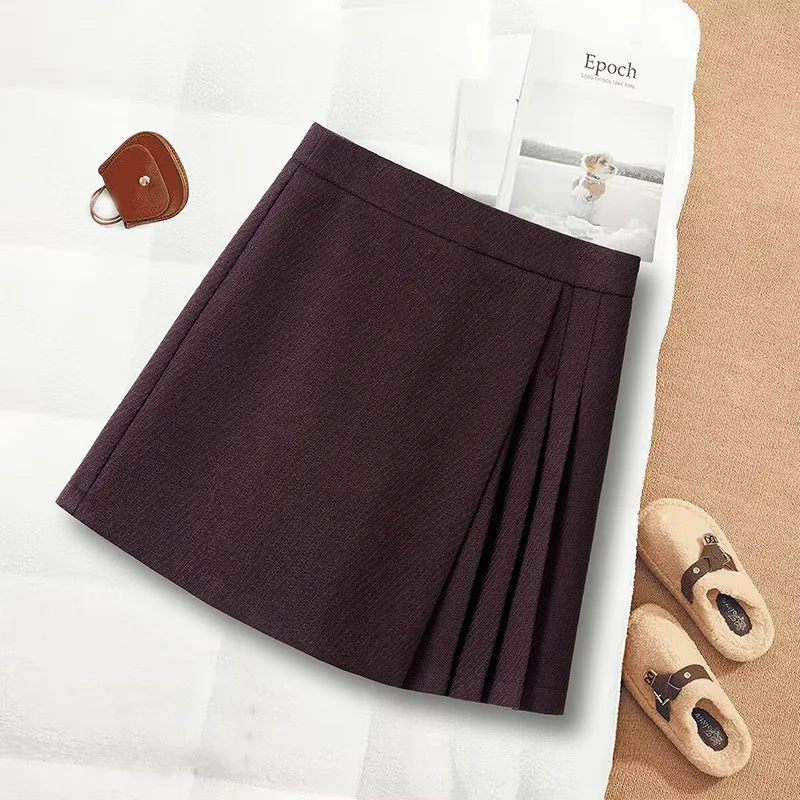 

Шерстяной костюм-полуюбка для женщин, зима, миниатюрная, элегантная, плиссированная юбка, брюки