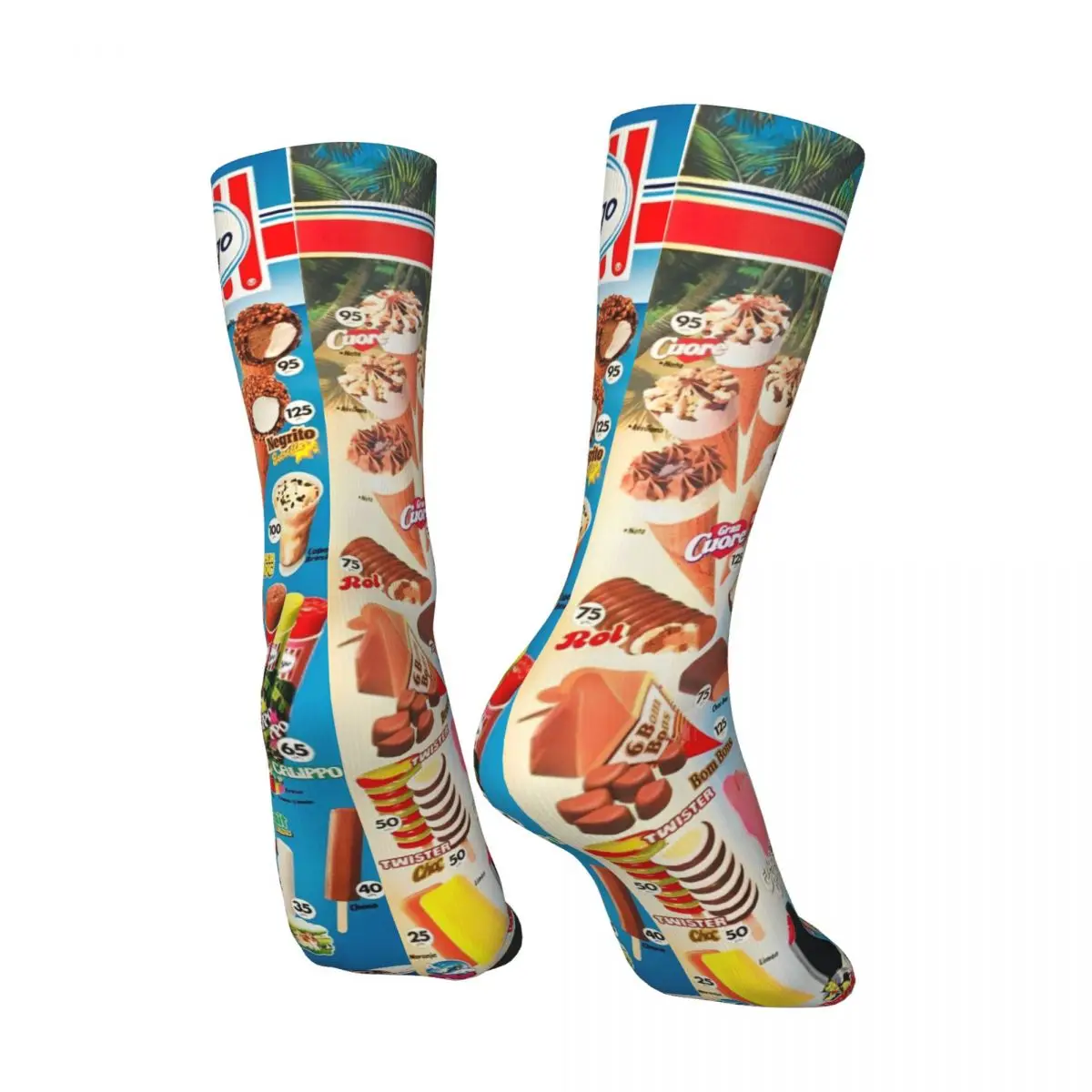 Kaus kaki pasangan lucu es krim, kaus kaki stoking kualitas Retro musim gugur desain luar ruangan Anti selip