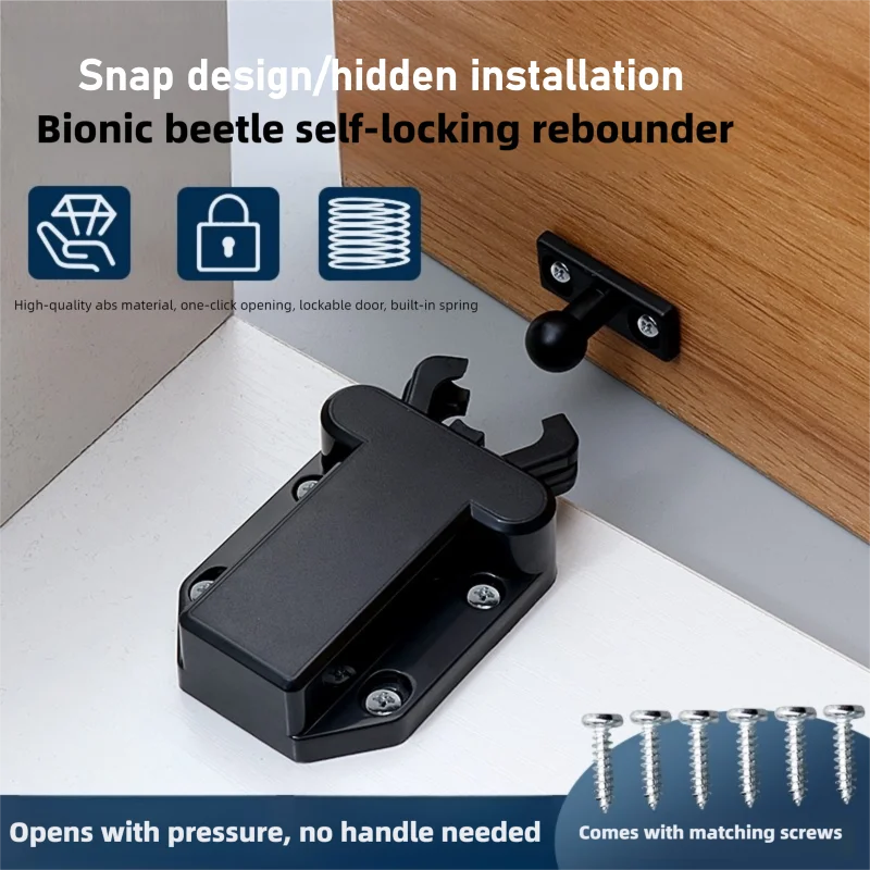 Push To Open Cabinet Catch, Non-Magnetic Touch Latches, Door Stop Rebound Self-Locking Device for Cupboard Drawer Wardrobe