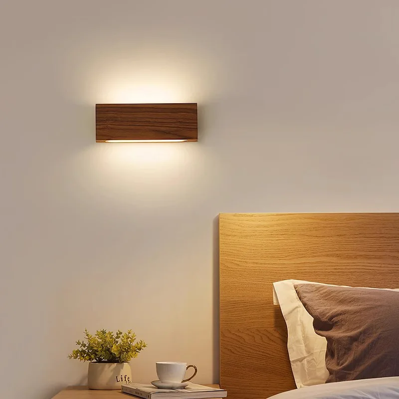 Walnut Wood Box, Wabi-sabi minimalist Modern style,Wall Sconce light for Bedroom, Bedside, Living, Dining Room, Showcase