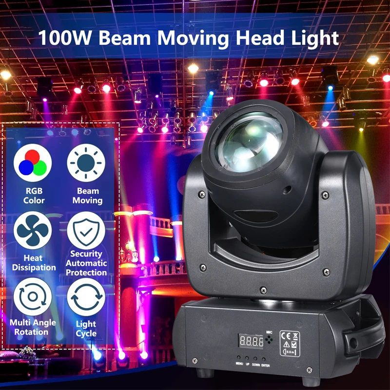 Haz de luz LED con cabezal móvil, luces de escenario de 100W, 12 gobos, 13 colores, Control activado por sonido DMX512, para discoteca, fiesta,