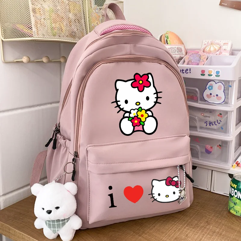 

Hello Kitty Black Pink Backpack Student Book Bag Girl Laptop School Bag Teenage Travel Bag Rucksack Unisex College Computer Bag