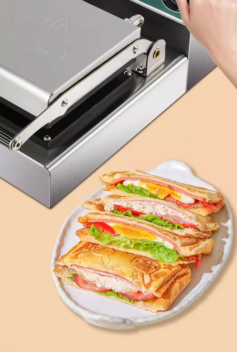 Máquina eléctrica para hacer sándwiches, máquina para hornear desayuno, cocina para tortilla de huevo, sartén para parrilla, tostadora a presión de pan de doble cara, horno ligero para alimentos