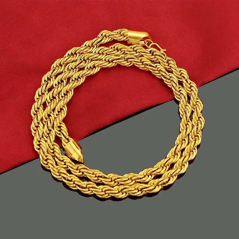 

Domineering necklace AU750 gold necklace for men and women 18K hemp rope necklace to attract wealth boss chain neck jewelry 60cm