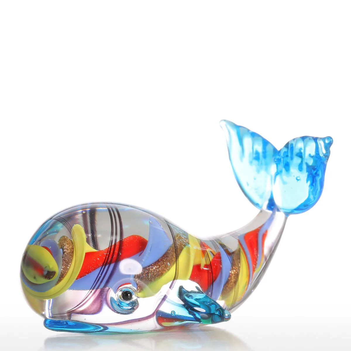 

Tooarts Colorful Whale Gift Glass Ornament Animal Figurine Handblown Home Decor Multicolor Glass Sculpture Table Decoration