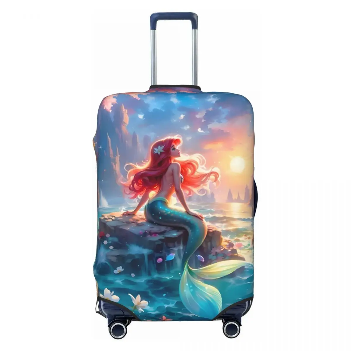 

Custom The Little Mermaid Travel Luggage Cover Elastic Classical Anime Cartoon Suitcase Cover Protector Fit 18-32 Inch
