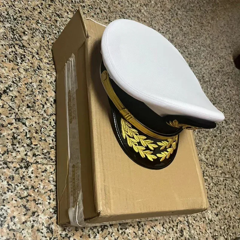 

2025 UPF50+ Adjustable Sailor Cap - Waterproof Navy Hat for Men, Vintage Military Hat with Detachable Ribbon