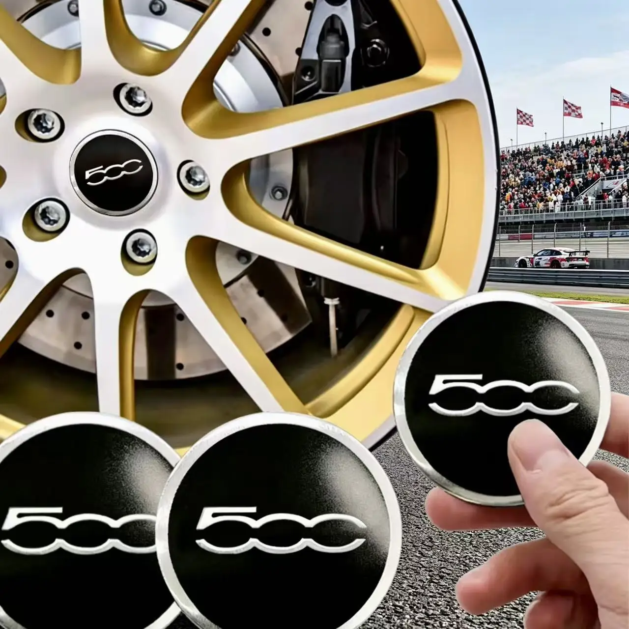 

For Abarth 500 Car Accessories Exclusive auto parts 56mm wheel hub cover patch sticker ABS material style Protective Sticker