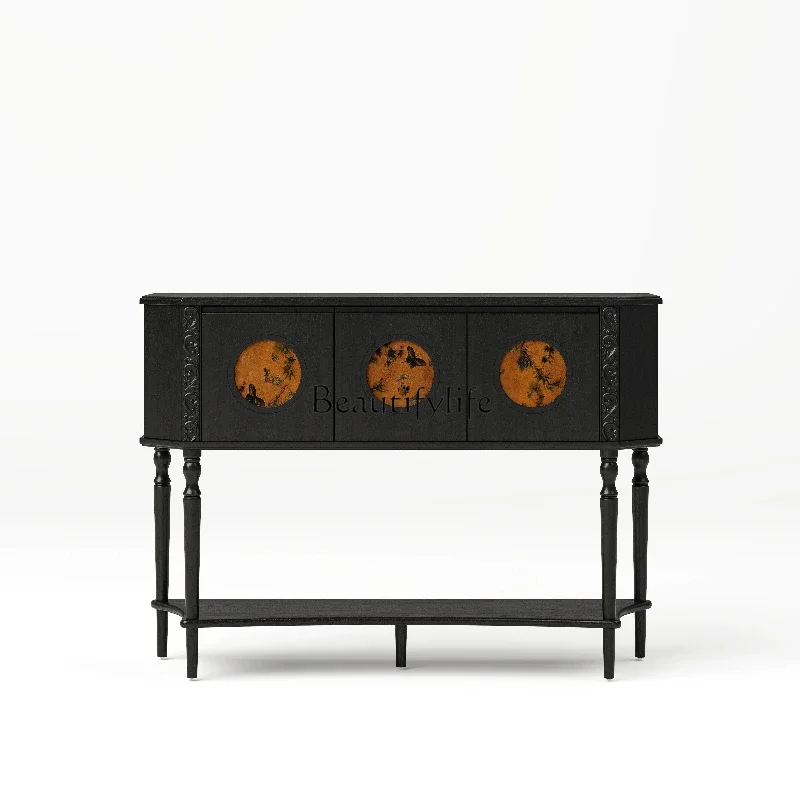 

yj9 French retro entrance cabinet retro solid wood dining side cabinet new Chinese entrance table