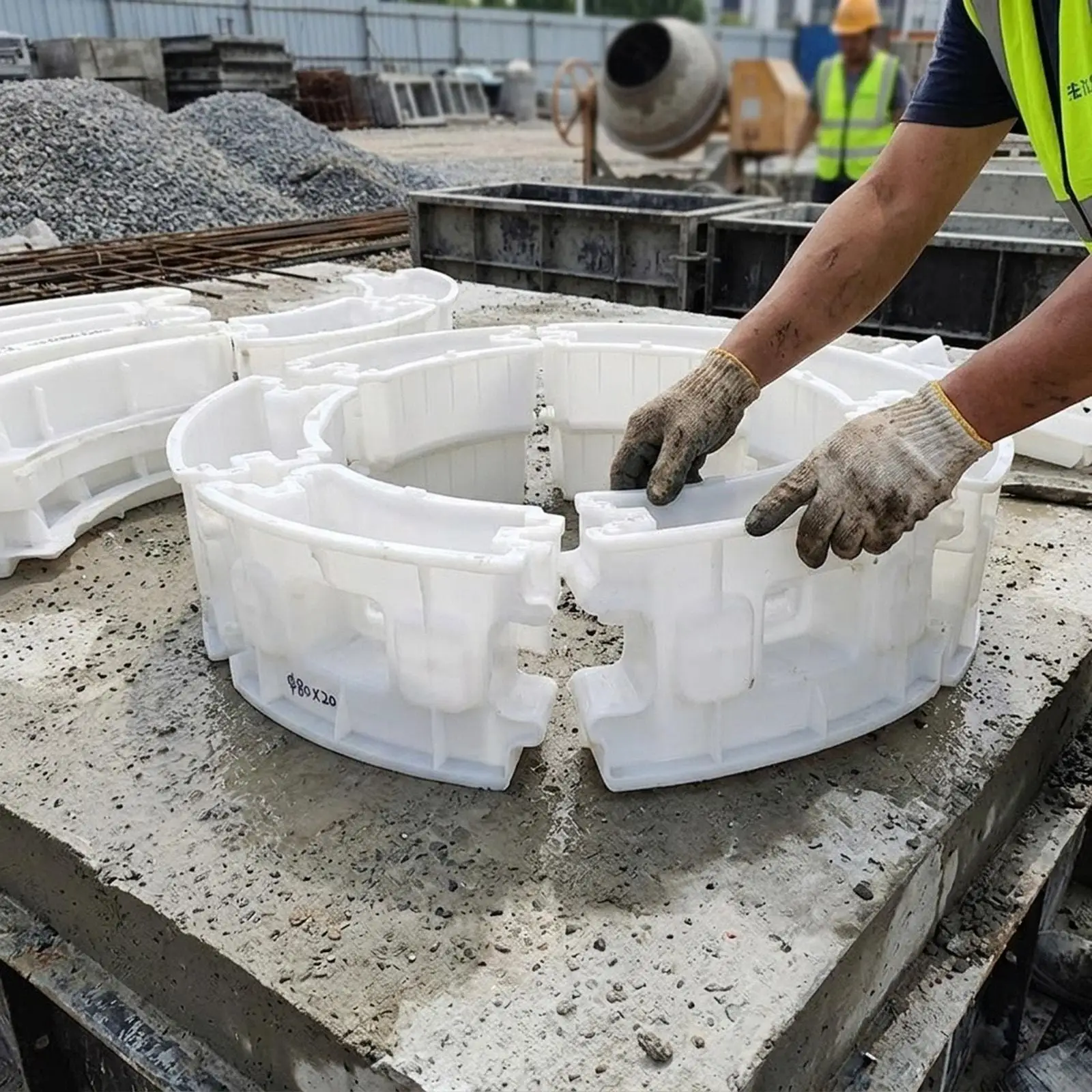 Conception ronde pour la construction de puits décoratifs, réutilisable dans les projets d'aménagement paysager extérieur, adapté pour