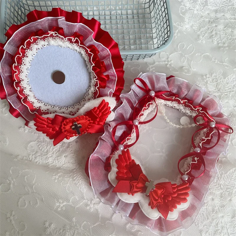 New Lace Trim Badge Holder Angel Wings Love Bow Pins Display Base Handmade Finished Product Badge Ita Bag