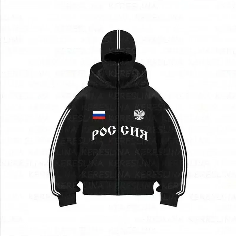 جديد 2025 روسيا رائجة البيع خمر مزدوجة البريدي ملابس الرجال الهيب هوب حروف الجرافيك المتضخم هوديس بلوزات C ★ ★ ★   جيه.
