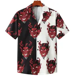 Camisa hawaiana 3d de terror del diablo para hombre, ropa holgada para hombre, camisas transpirables para hombre, camisa de manga corta de verano, ropa para hombre 2022