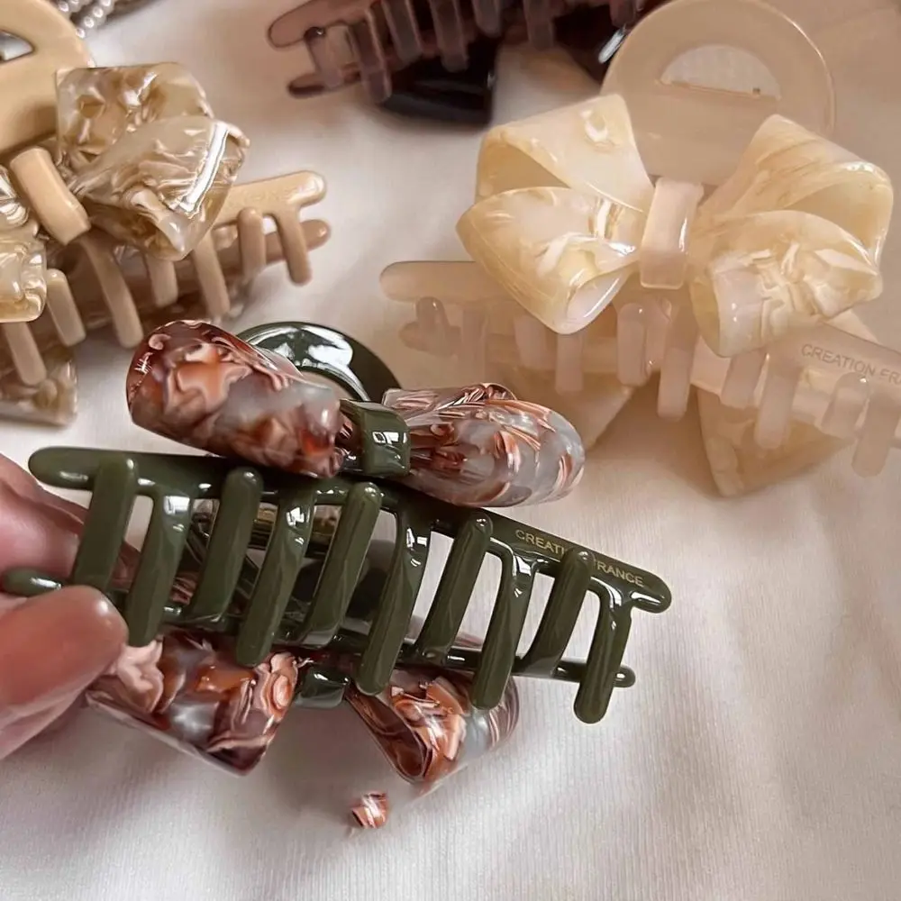 

Cute Jelly Retro Bow Acetate Hair Claw Hair Clip Headwear Solid Color Shark Clip Geometry Hairpin Shark Clip Female