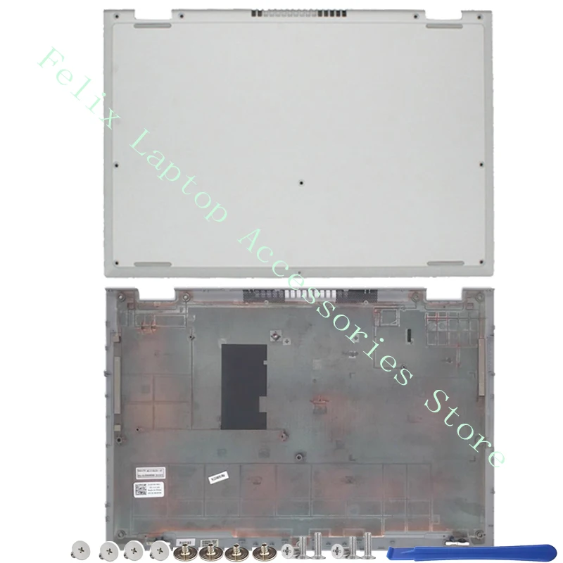 Dell-LCD Tampa Traseira, LCD Frente Bisel, Palm Almofada, Inferior Caso C Capa, Dell Inspiron 13 7347 7348 7359 Series, 0V5CHP, Prata, Novo