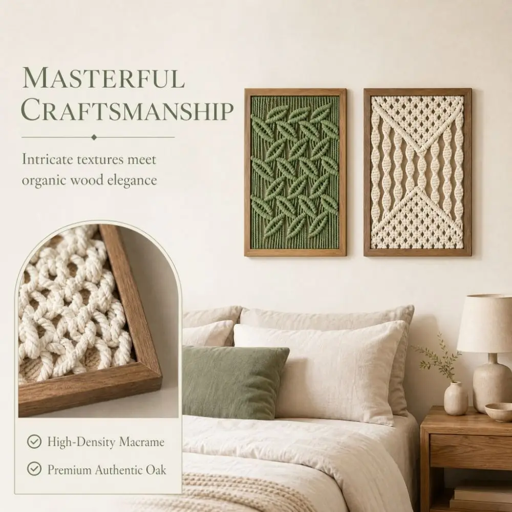 Dual-use Woven Tapestry Picture Frame Cotton Thread Hand Woven Woven Decor Painting Tabletop Display Picture Frame