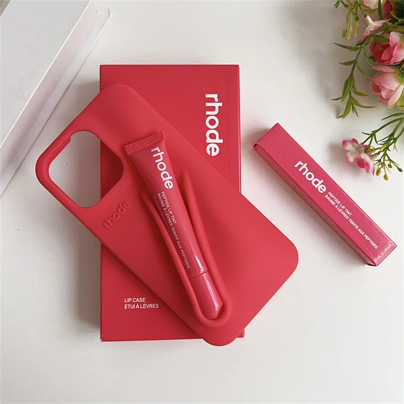 Telefoonhoesje met lippenstift- en lipglosshouder van siliconen voor iPhone 16 17 Air 15 14 13 12 11 Pro Max Plus