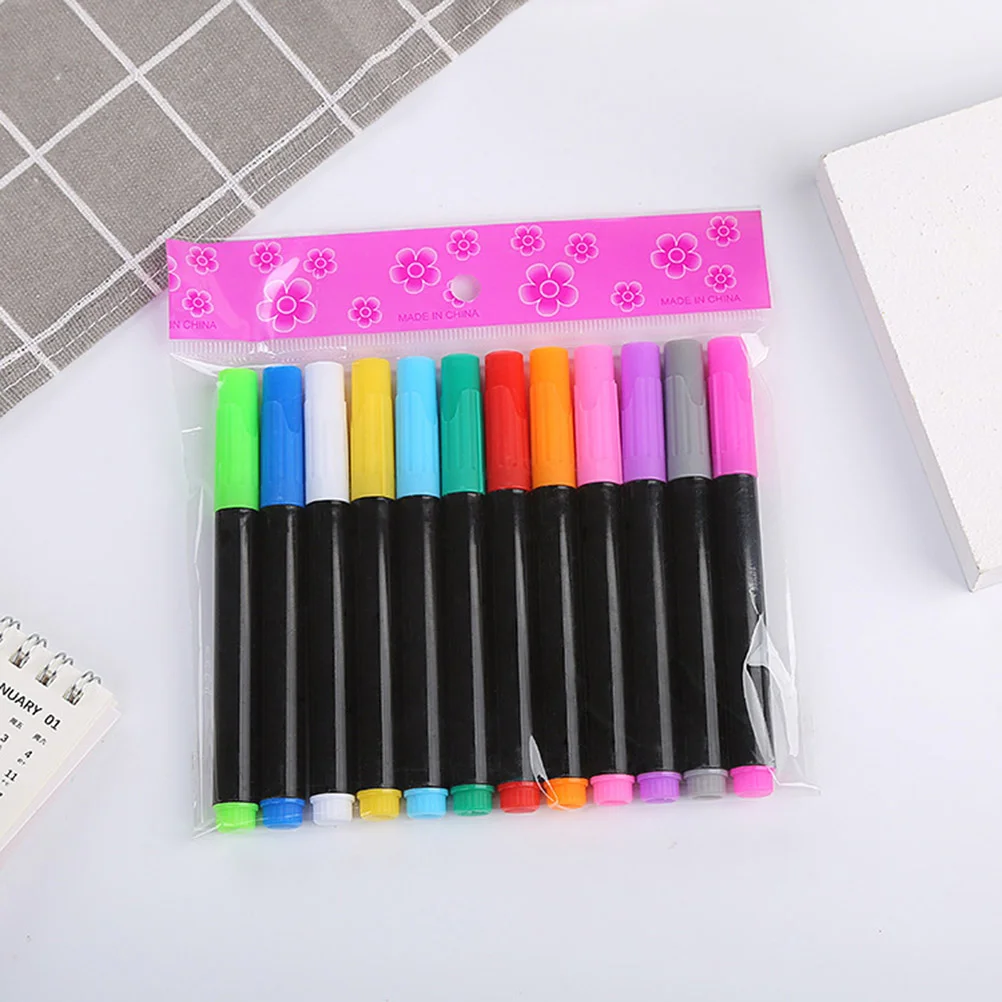 Liquid Chalk Watercolor Paint Pens LED Fluorescent Board Wipe Traceless Kids Paintbrush