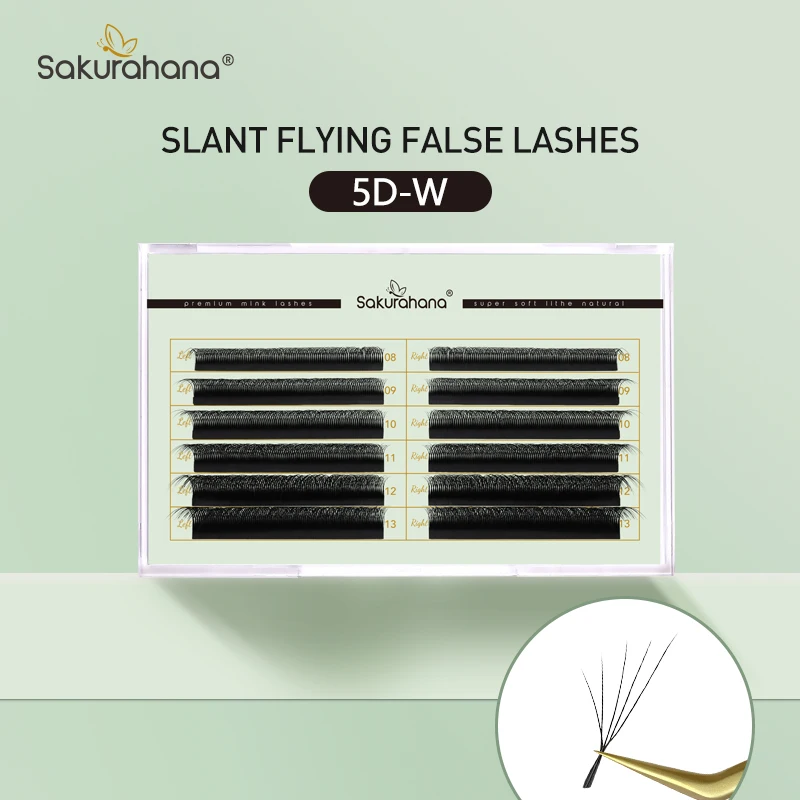 SAKURAHANA Fox 3D 4D 5D-förmige Wimpernfasern, falsche Wimpernverlängerung, vorgefertigte Volumenfächer, schräge fliegende falsche Wimpern