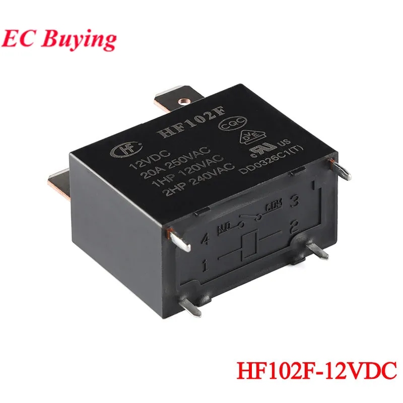 2pcs/1pc HF102F HF102F-12VDC HF102F-24VDC 24VDC 12VDC DC 12V 24V 20A 4Pin High Power Relay Relais