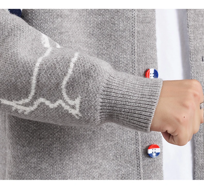 High-End-Marke Strickhemd Männer Frühjahr Herbst neue süße Hund Druck Mode farbige gestreifte Knopf Design Casual Rundhalsabdeckung Pullover Jacke – Detail 21