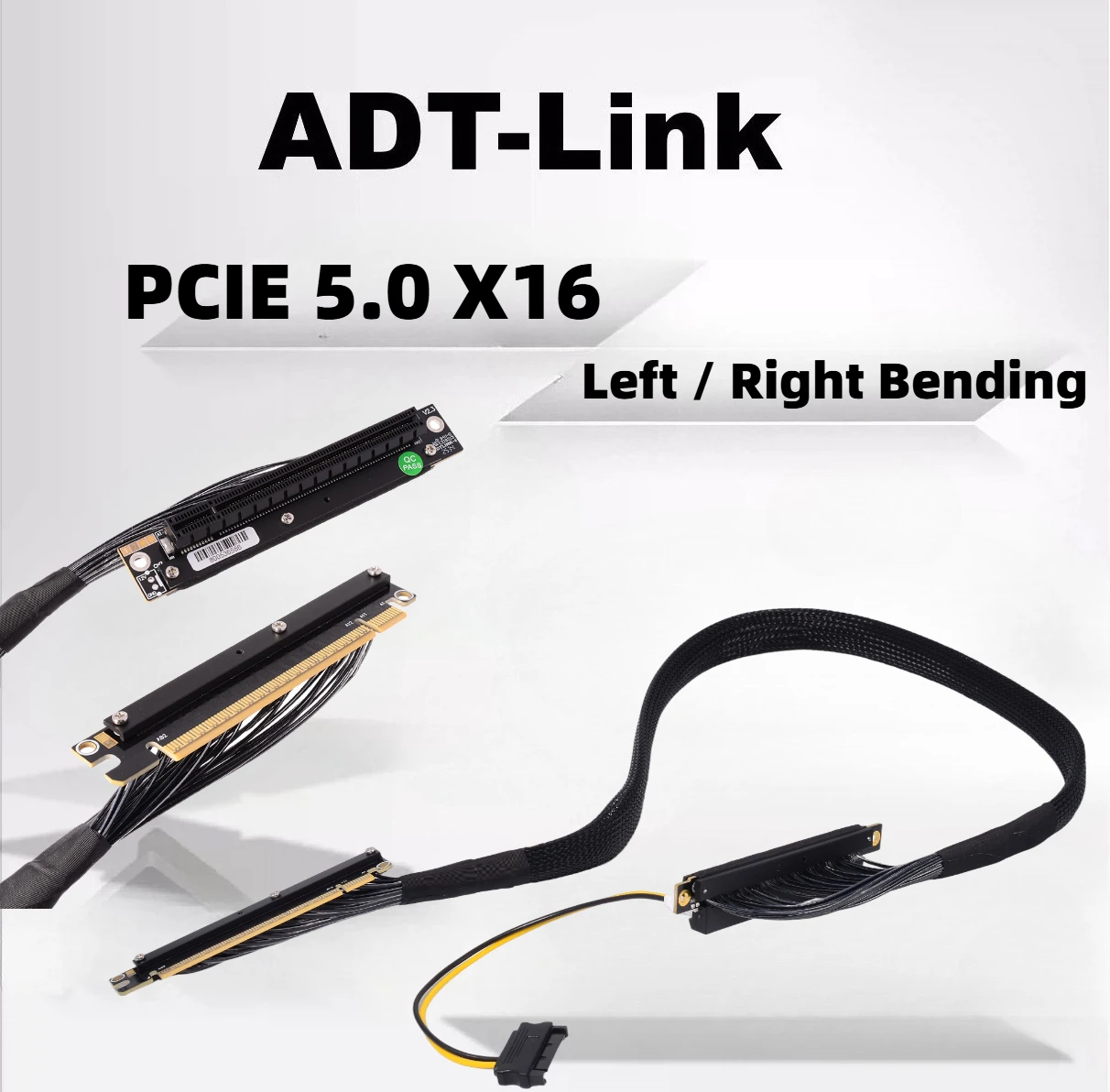 AI Server PCIE 5.0 x16 Dual Reverse Side Bending Graphics Card Extension Cable 80CM For Chassis Server NVIDIA RTX50 AMD RX90 GPU