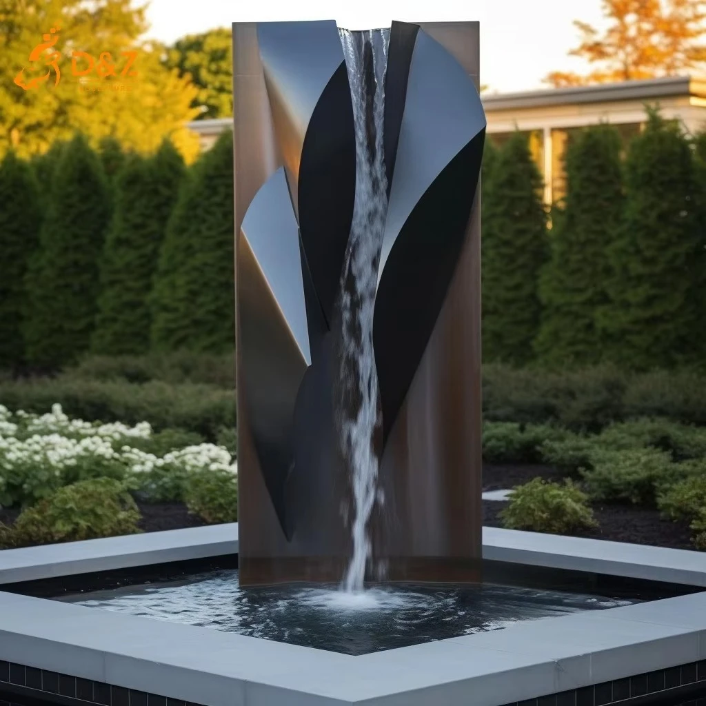 Custom Made Outdoor Decor Water Feature Custom Modern Large Hand Made Black Wall Water Waterfall Fountain