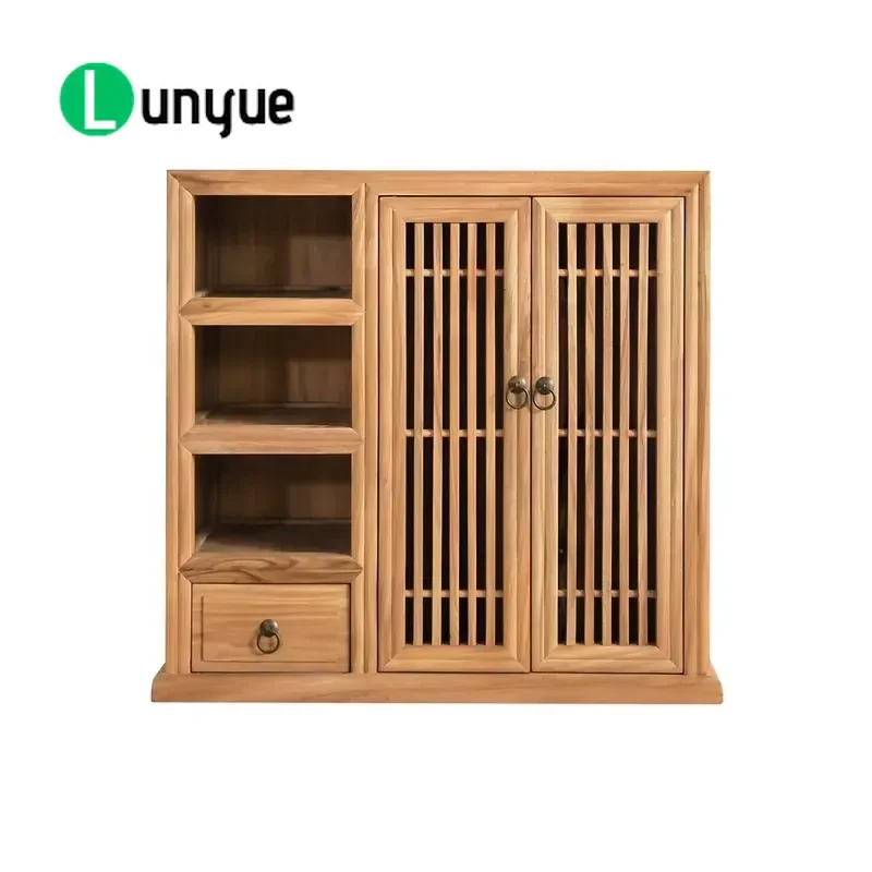 New Chinese Solid Wood Elm Multi-functional Storage Tea Cabinet with Automatic Boiling Water for Living Room Furniture