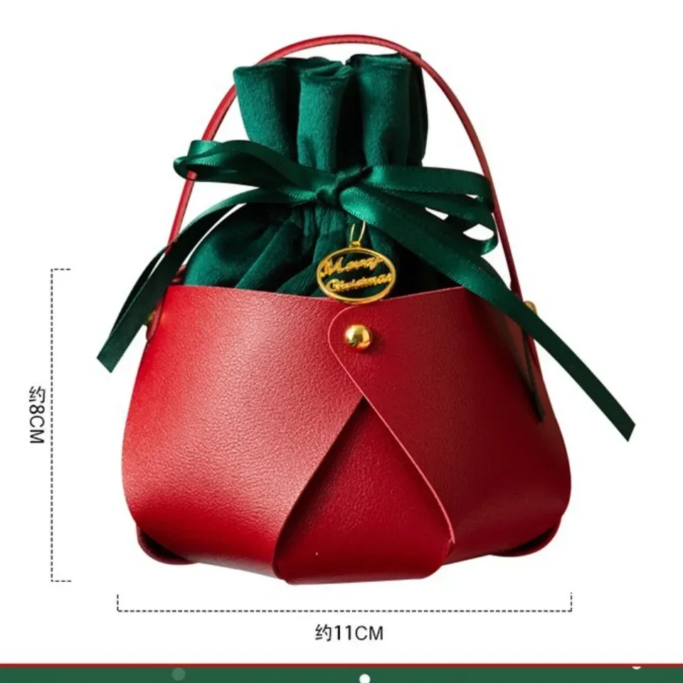 10/20/30 Stück Weihnachts-PU-Leder-Apfeltasche, Geschenktasche, Samtbeutel, Weihnachts-Süßigkeiten-Geschenkhandtasche, Frucht-Geschenkbox – Detail 4