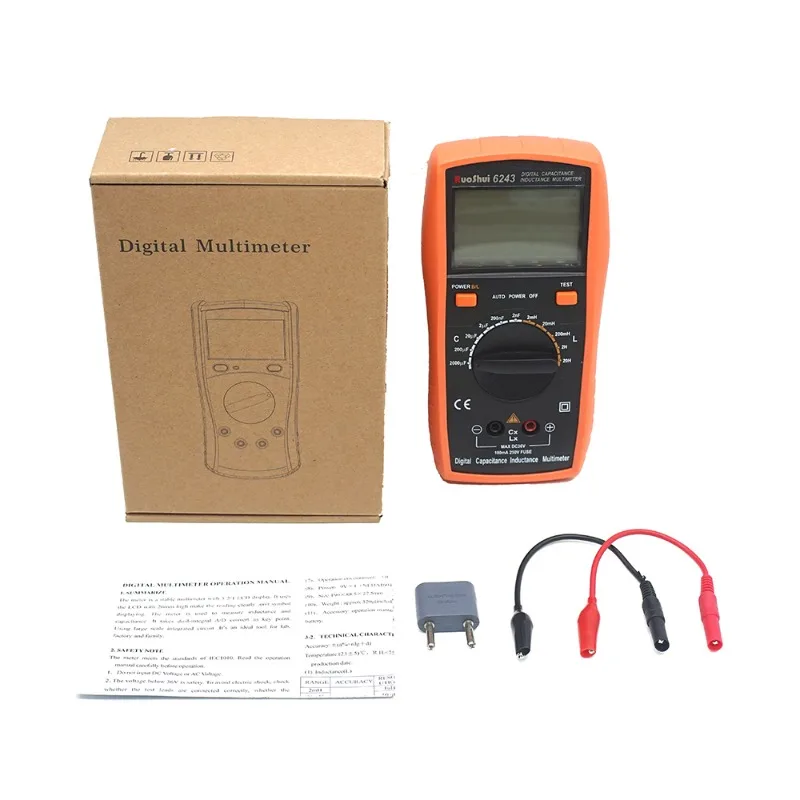 RuoShui 6243 Digital Capacitance LCR Meter Handheld Capacitor Transistor ESR Tester LCD Backlight Diode Capacimetro Multimeter