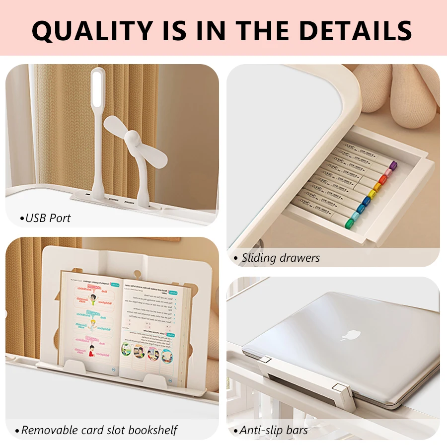 Laptop Desk Foldable Bed Table Adjustable Computer Desk Office Desk Children's Study Desk Bedroom Living Room Desk Adjustable