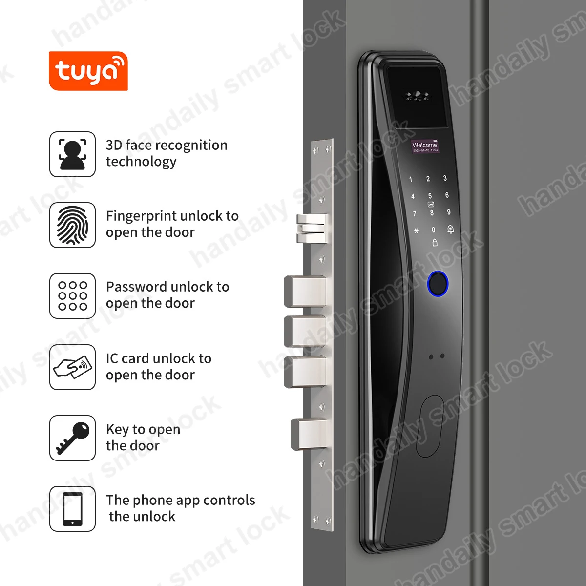 Tuya App   Face Recognition Video Intercom Fingerprint Smart Door Lock with Card